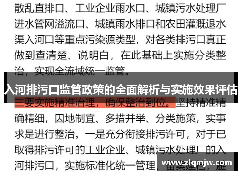 入河排污口监管政策的全面解析与实施效果评估